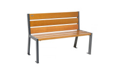 BANC ISAAC ACIER / BOIS 1200 mm chêne clair RAL gris procity