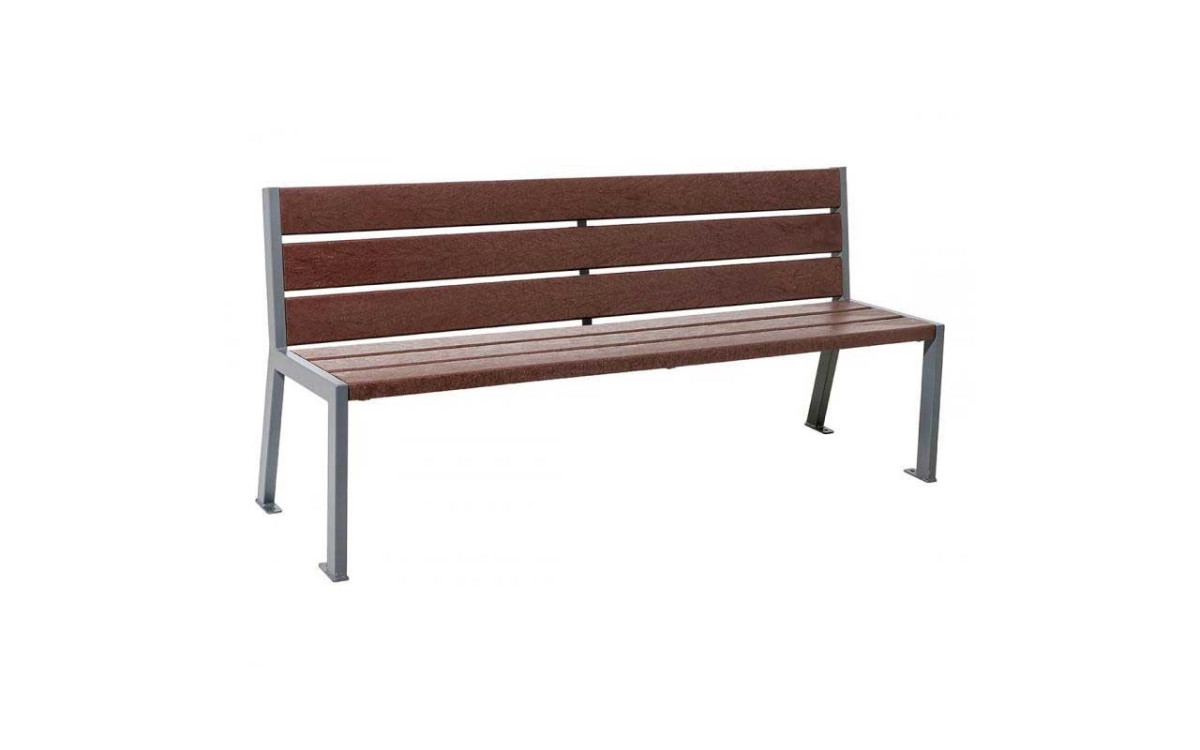 BANC ISAAC 6 LAMES EN PLASTIQUE RECYCLE RAL GRIS PROCITY SANS ACCOUDOIRS
