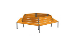 BANC ENTOURAGE D'ARBRE HEPTAGONAL ISAAC CHENE CLAIR RAL GRIS PROCITY