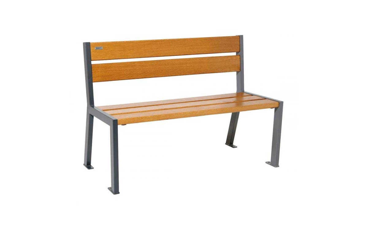 BANC ISAAC ACIER / BOIS 5 LAMES CHENE CLAIR SANS ACCOUDOIRS 1200 MM RAL GRIS PROCITY