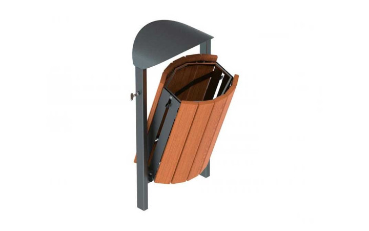 CORBEILLE VALENCE ACIER BOIS BASCULANTE CHENE CLAIR SANS CENDRIER A SCELLER RAL GRIS PROCITY