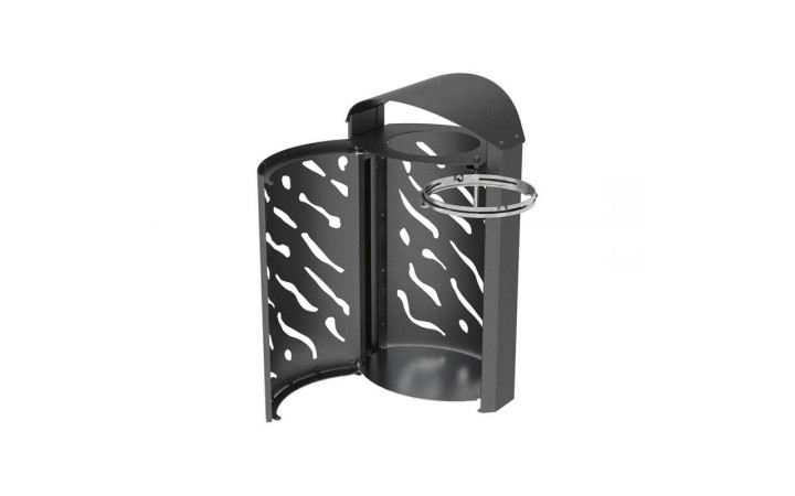 CORBEILLE JUSSAC AVEC REHAUSSE RAL GRIS PROCITY
POUBELLE DE VILLE MODERNE AVEC CHAPEAU ANTI-PLUIE