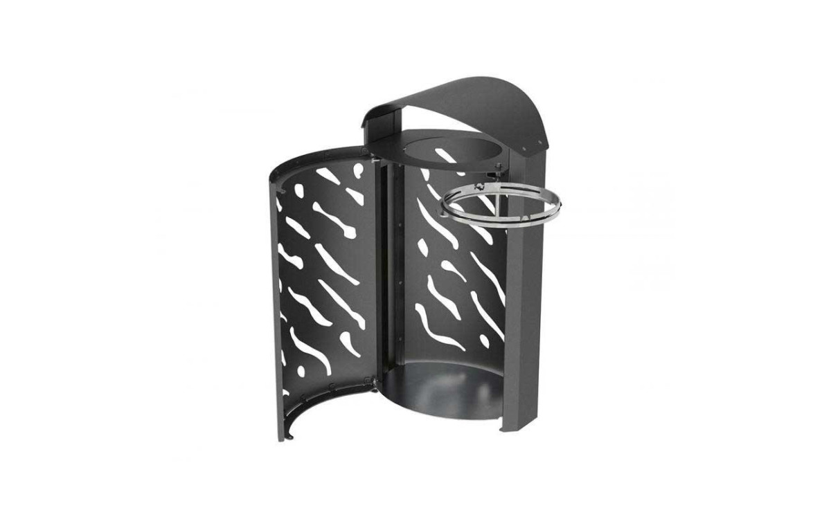 CORBEILLE JUSSAC AVEC REHAUSSE RAL GRIS PROCITY
POUBELLE DE VILLE MODERNE AVEC CHAPEAU ANTI-PLUIE