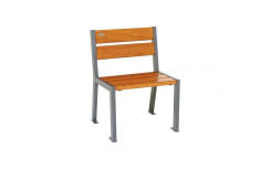 FAUTEUIL ISAAC ACIER / BOIS 5 LAMES SANS ACCOUDOIRS CHENE CLAIR RAL GRIS PROCITY