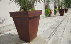 POT CARRE POLYETHYLENE EFFET CORTEN