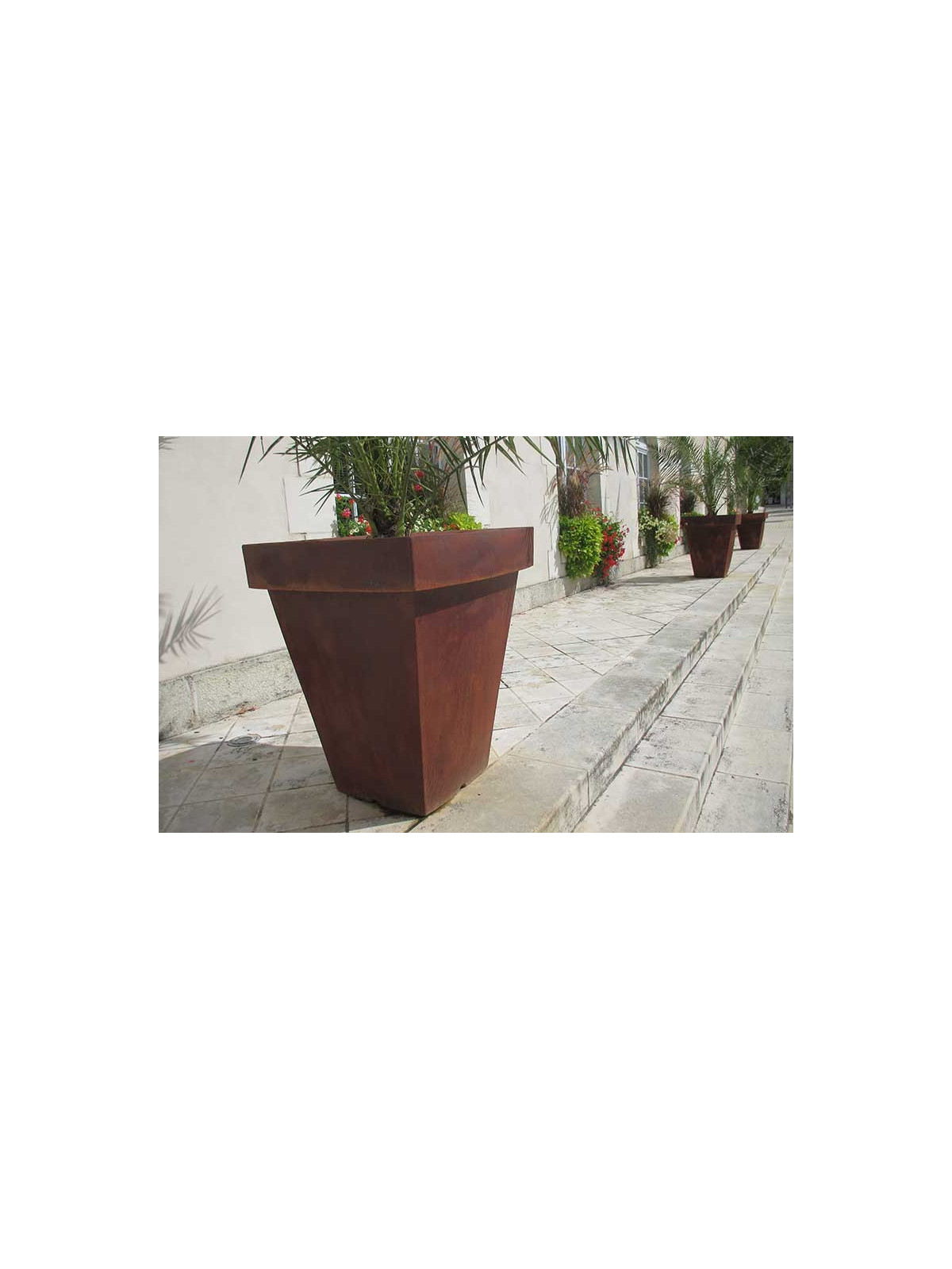 POT CARRE POLYETHYLENE EFFET CORTEN