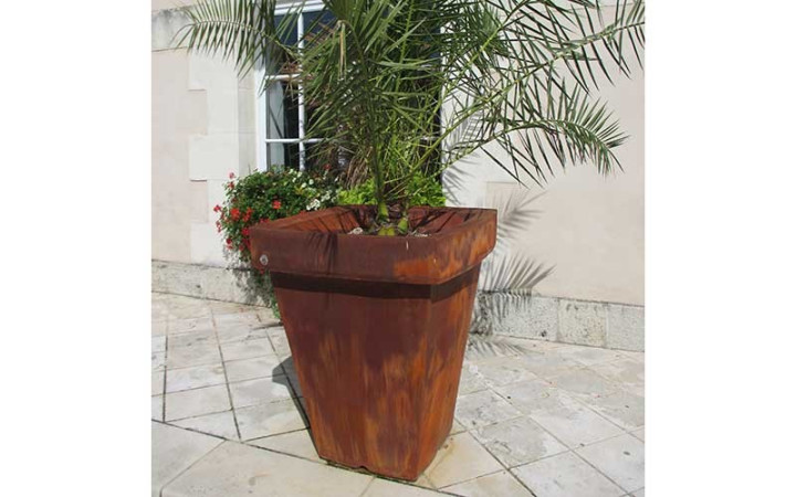 POT CARRE POLYETHYLENE EFFET CORTEN