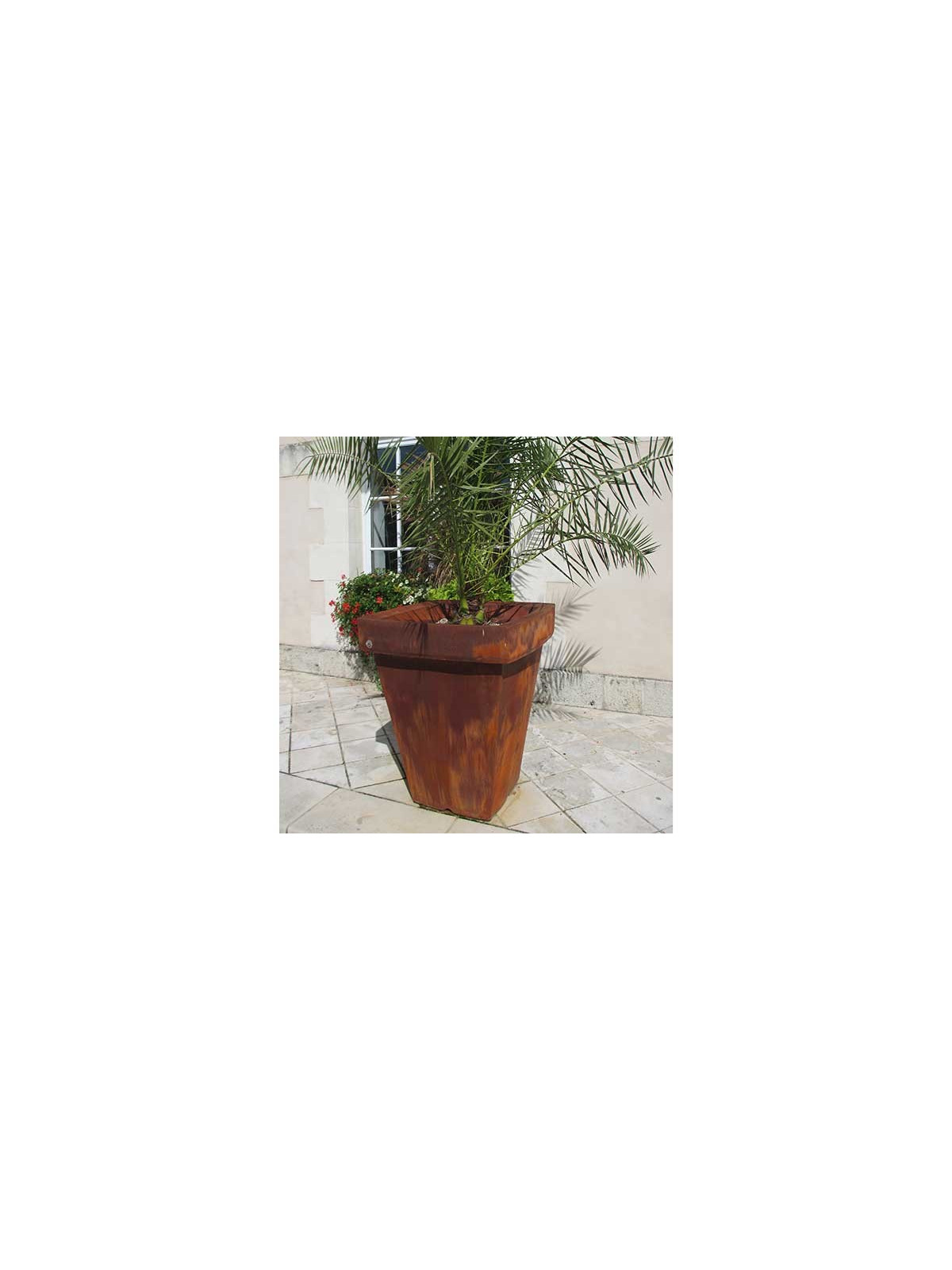 POT CARRE POLYETHYLENE EFFET CORTEN