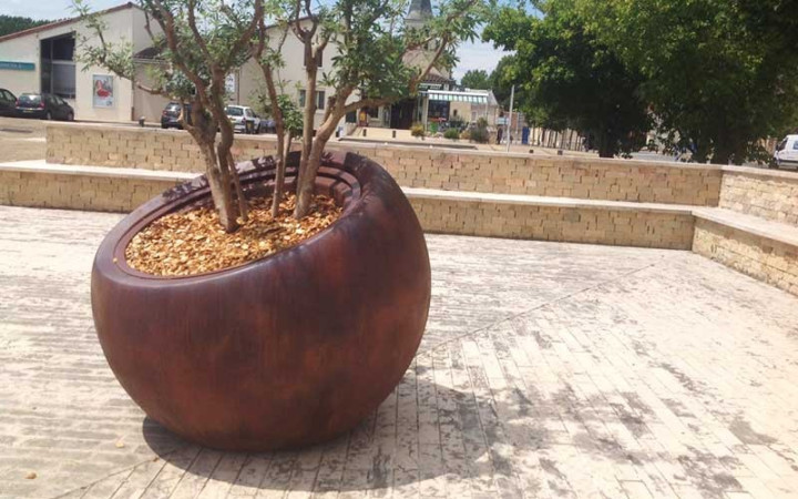 POT ROND EFFET CORTEN SANS RESERVE