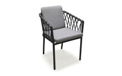 FAUTEUIL ARUBA EN ALUMINIUM ET CORDE GRIS ANTHRACITE