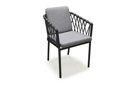 FAUTEUIL ARUBA EN ALUMINIUM ET CORDE GRIS ANTHRACITE