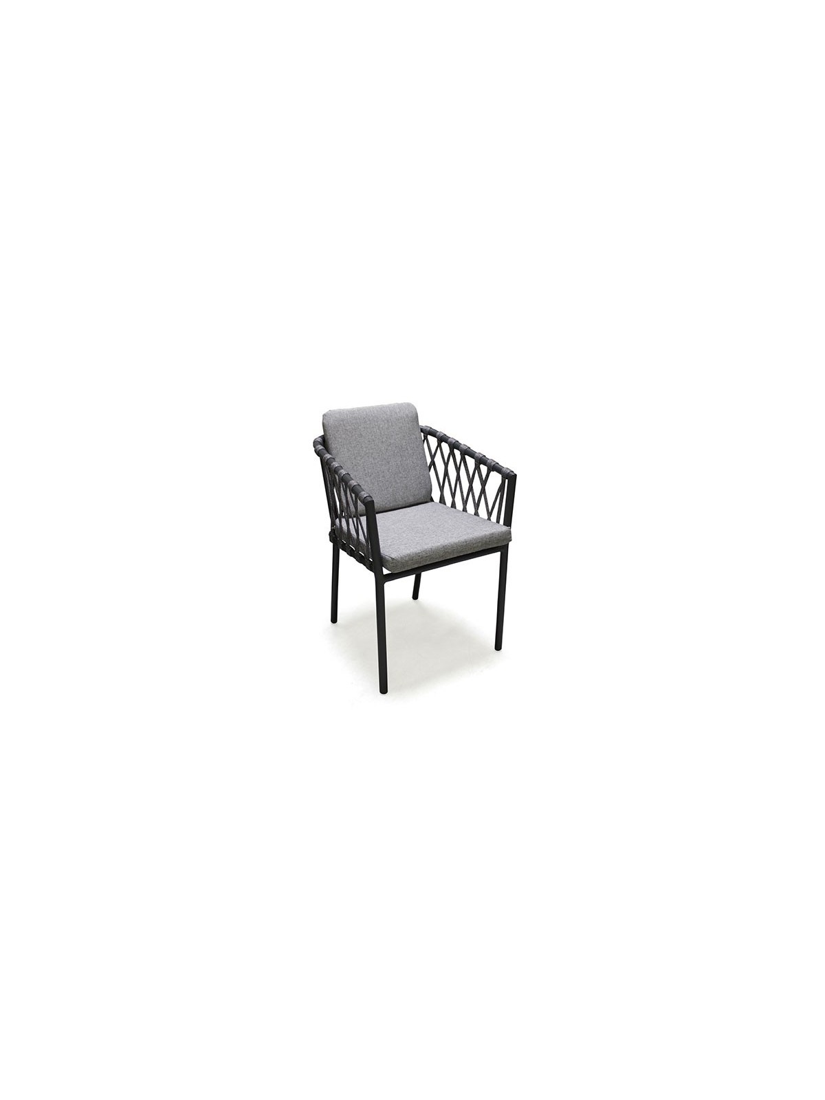 FAUTEUIL ARUBA EN ALUMINIUM ET CORDE GRIS ANTHRACITE