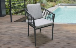 FAUTEUIL ARUBA EN ALUMINIUM ET CORDE GRIS ANTHRACITE