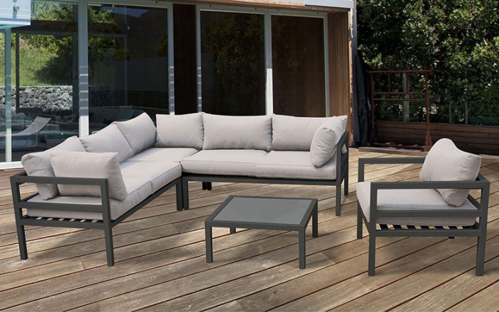 SALON D'ANGLE ANGUILLA EN ALUMINIUM