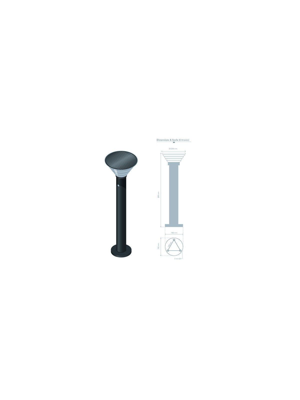 BORNE SOLAIRE RONDE A SOCLE 800 mm