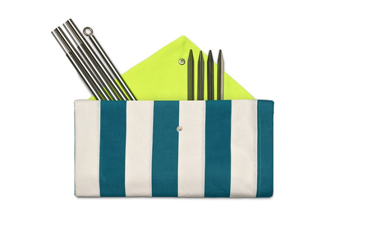 TOILE PORTABLE DESIGN RAYURE BLANC BLEU OCEAN