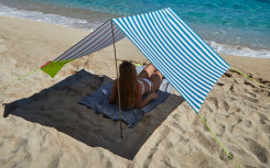 TOILE PORTABLE DESIGN RAYURE BLANC BLEU OCEAN