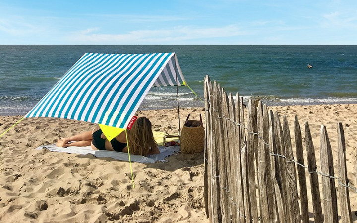 TOILE PORTABLE DESIGN RAYURE BLANC BLEU OCEAN