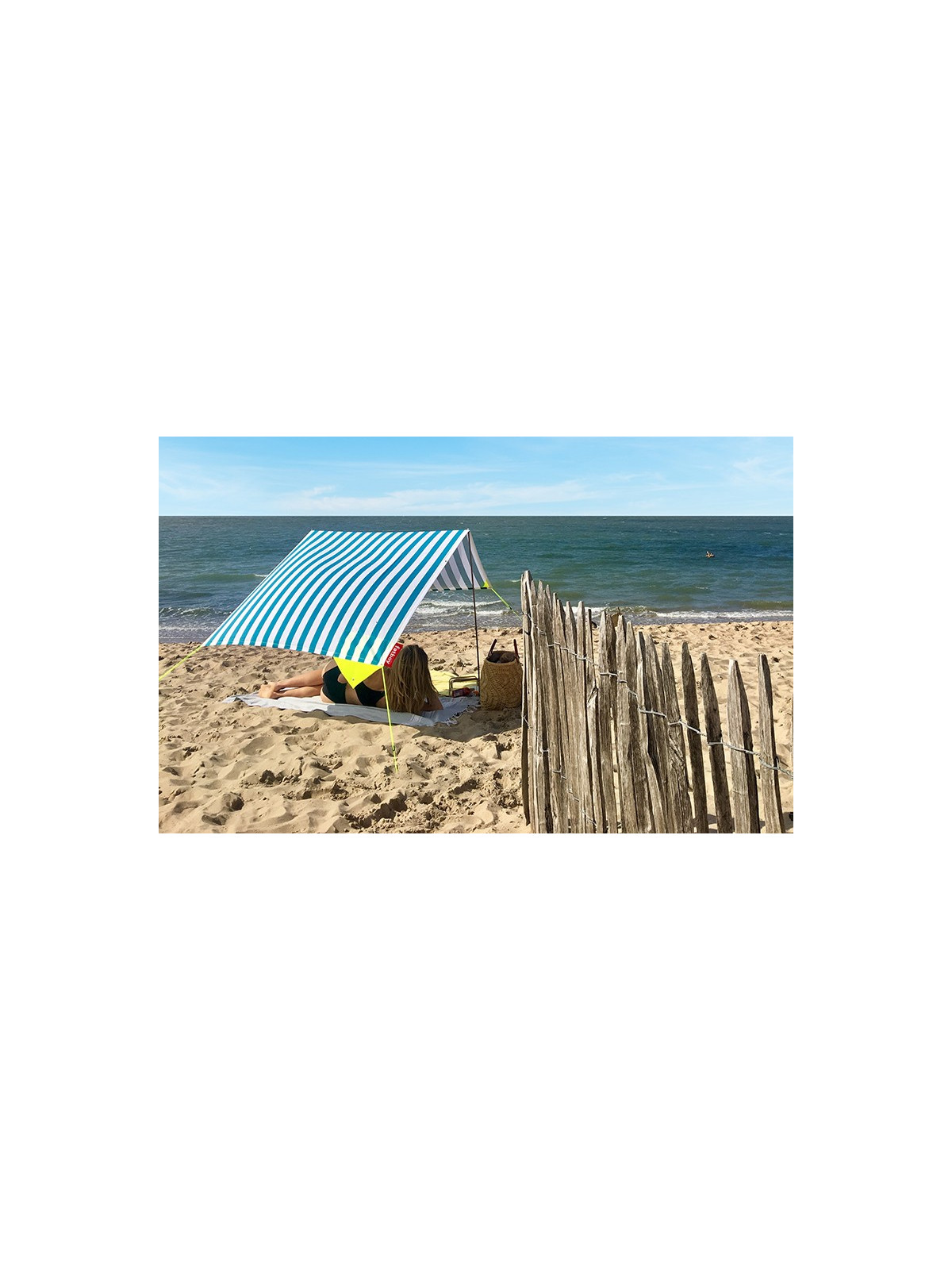 TOILE PORTABLE DESIGN RAYURE BLANC BLEU OCEAN