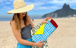 TOILE PORTABLE DESIGN CARREAUX BLEUS