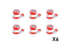 RUBAN DE BALISAGE BLANC ET ROUGE - 1 FACE - LOT DE 36