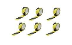 RUBAN DE MARQUAGE LISSE - LOT DE 6 - NOIR/JAUNE