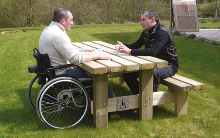 Table pique nique exterieur en bois VALONNE PMR 2 m mobilier urbain