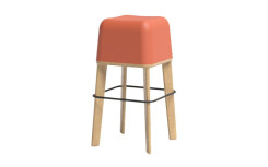 TABOURET ABISKO PIEDS BOIS CORAIL