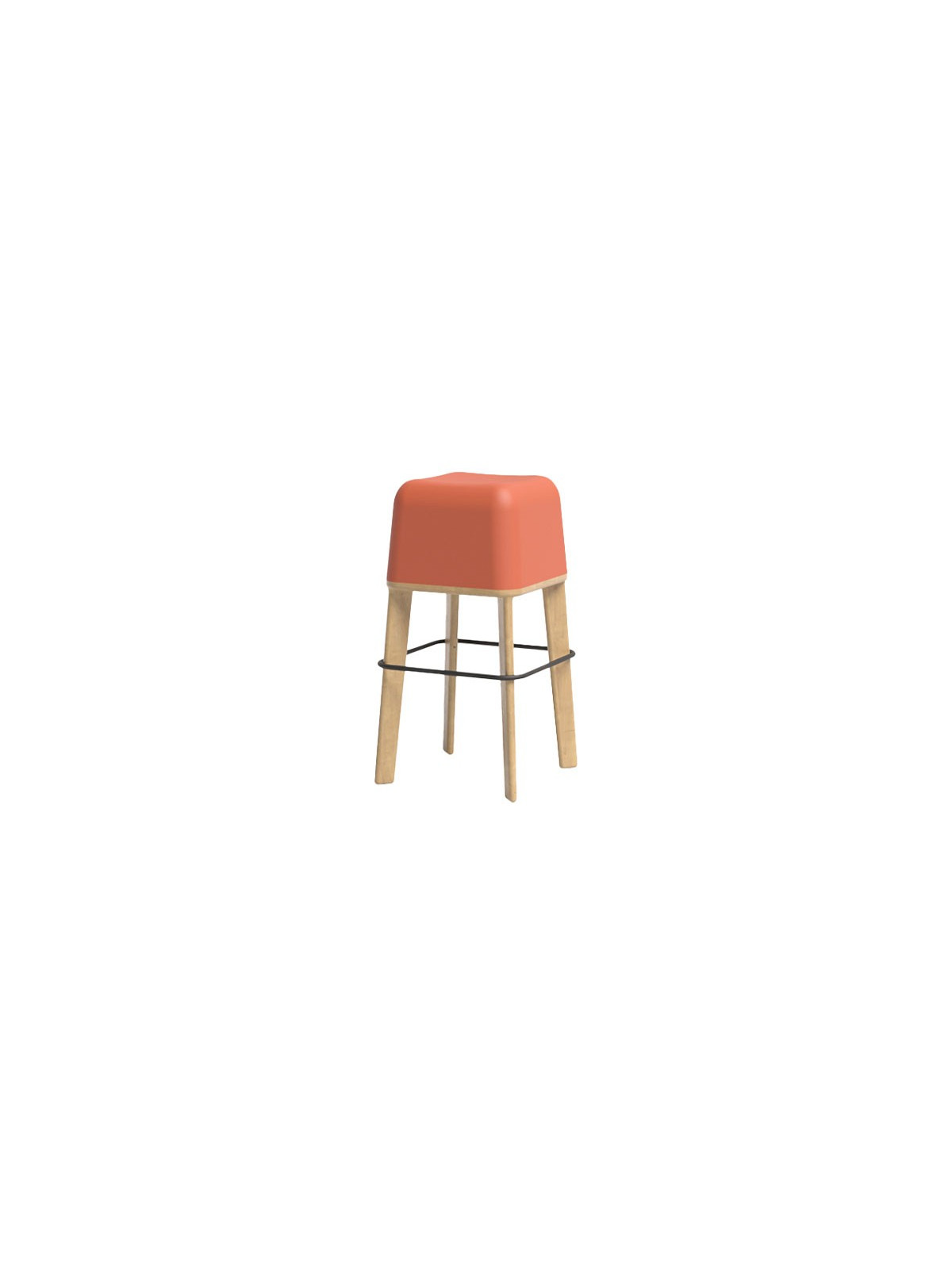 TABOURET ABISKO PIEDS BOIS CORAIL