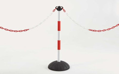 POTELET PLASTIQUE AVEC SOCLE ROUGE ET BLANC