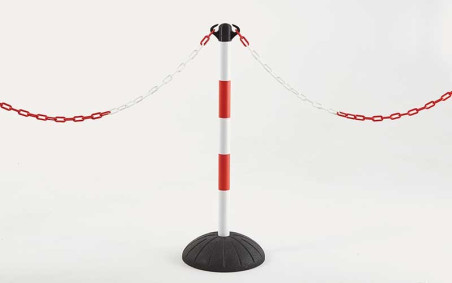 POTELET PLASTIQUE AVEC SOCLE ROUGE ET BLANC