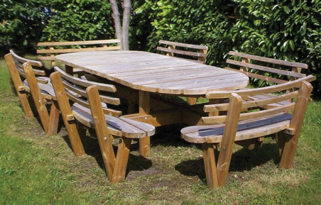 TABLE PIQUE NIQUE OVALE AVEC DOSSIER BRUGES