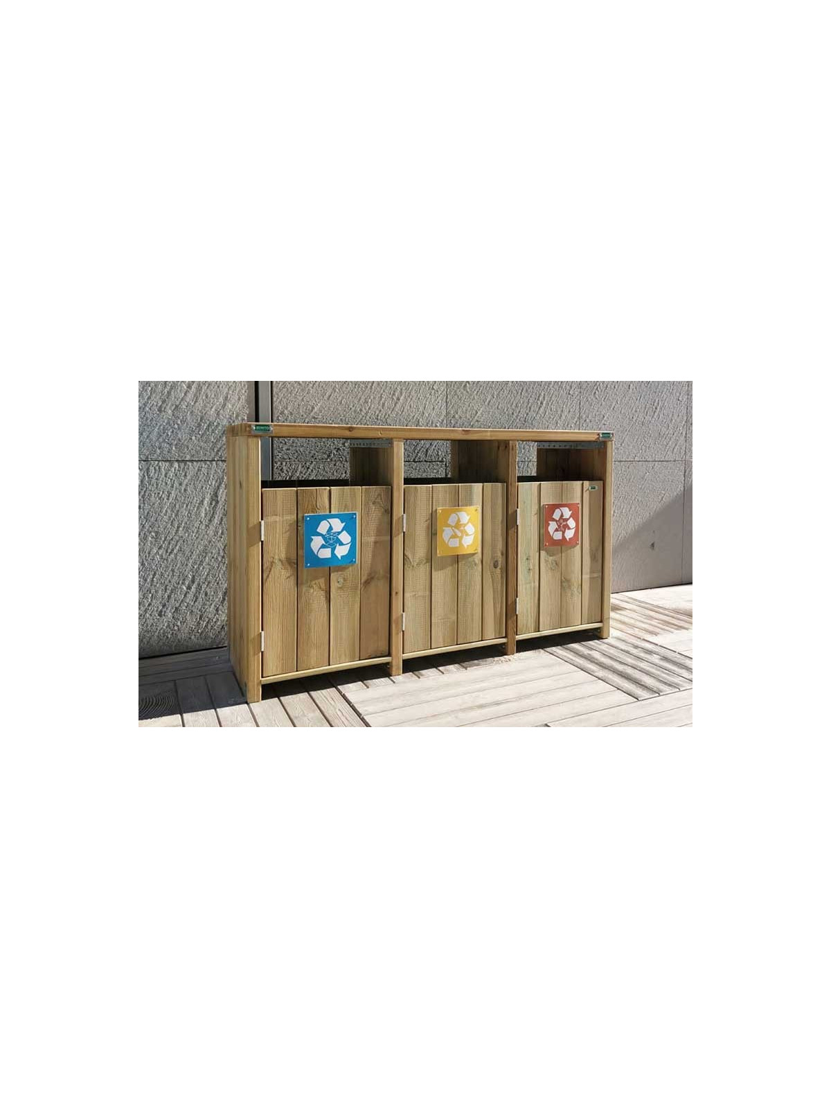 3 CORBEILLES EN BOIS BURETA RECYCLAGE ESPACE PUBLIC
POUBELLE NATURELLE EN BOIS POUR TRI SÉLECTIF