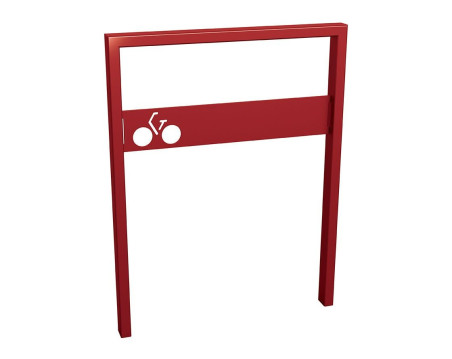 SUPPORT CYCLES TITANE PEINT AVEC TÔLE SIGNALÉTIQUE BORDEAUX A SCELLER