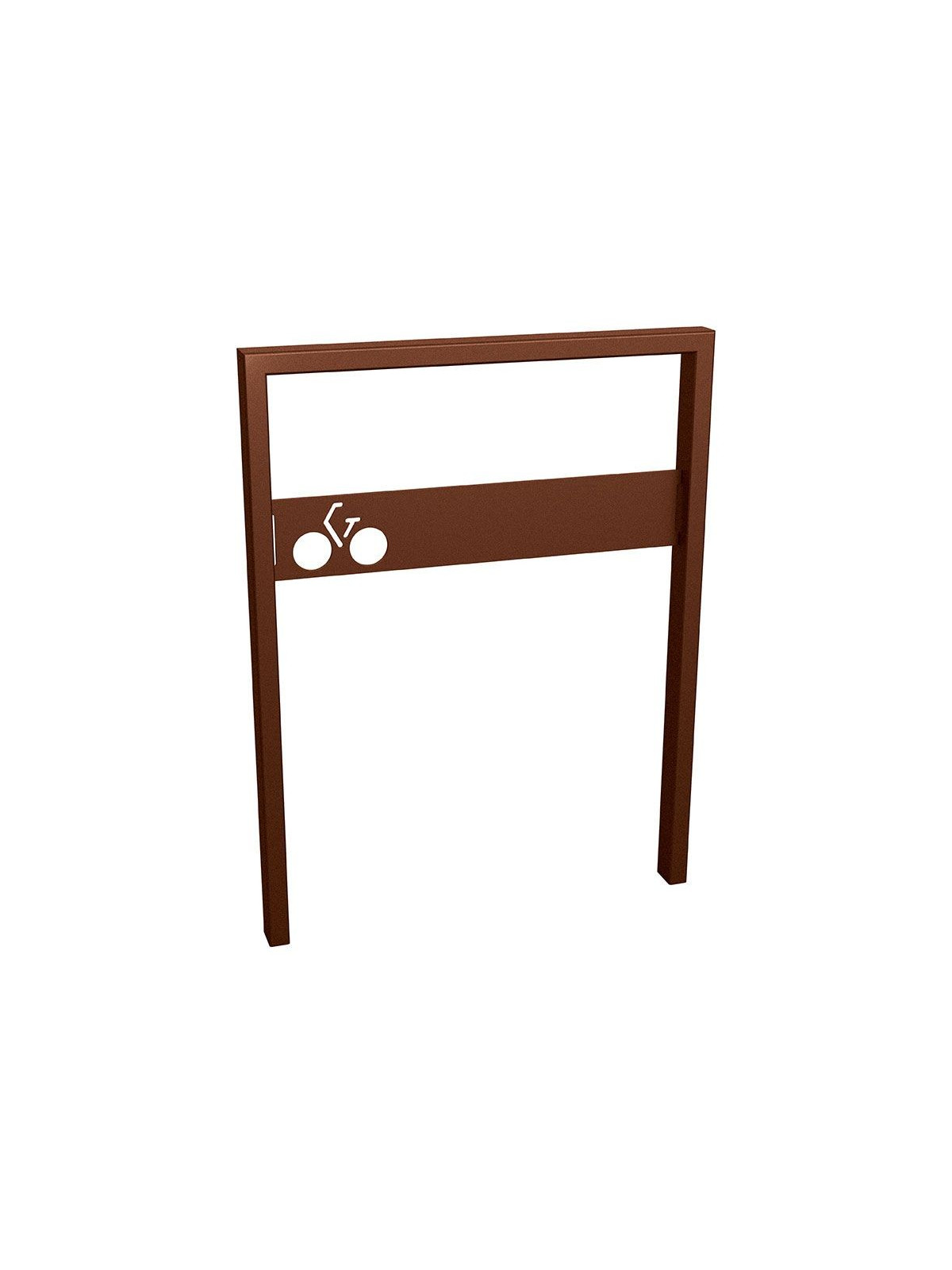 SUPPORT CYCLES TITANE PEINT AVEC TÔLE SIGNALÉTIQUE CORTEN A SCELLER