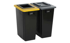 KIT 2 COLLECTEURS DE TRI 60 L CORBEILLE JAUNE ET GRISE