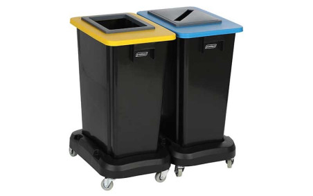 Kit de poubelle de tri intérieur pour recyclage bac jaune + bac bleu