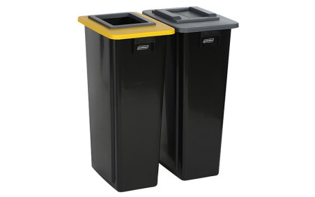 KIT 2 COLLECTEURS DE TRI 80 L CORBEILLE JAUNE ET GRISE