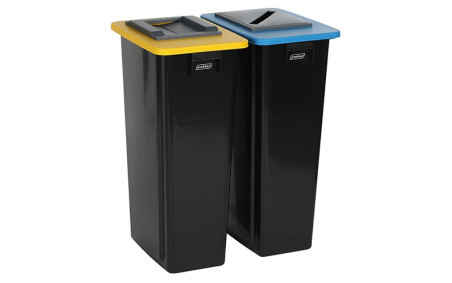 KIT 2 COLLECTEURS DE TRI 80 L CORBEILLE JAUNE ET BLEUE