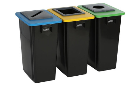 KIT 3 CONTENEURS DE TRI 60 L CORBEILLE JAUNE, BLEUE, VERT