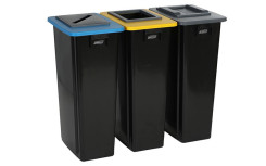 KIT 3 CONTENEURS DE TRI 80 L CORBEILLE JAUNE, BLEUE, GRISE