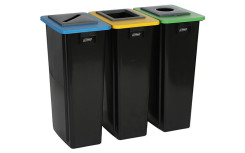 KIT 3 CONTENEURS DE TRI 80 L CORBEILLE JAUNE, BLEUE, VERTE