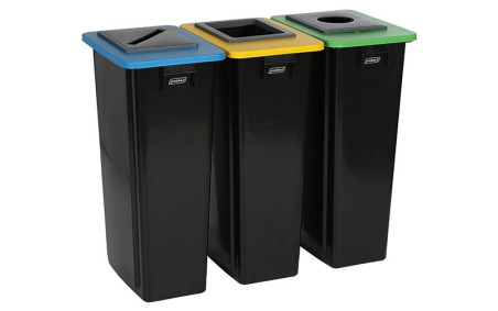 KIT 3 CONTENEURS DE TRI 80 L CORBEILLE JAUNE, BLEUE, VERTE