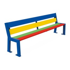 BANC POUR ENFANT CAMILLE MULTICOLORE MATERNELLE 
GAMME MOBILIER EXTERIEUR COLORÉ POUR ENFANT