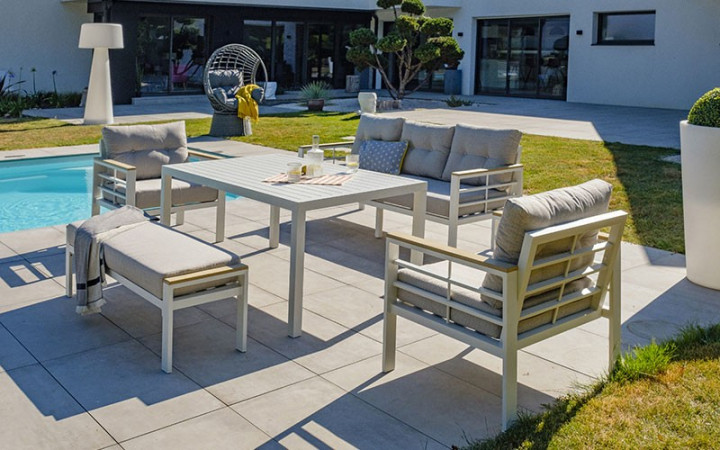 ENSEMBLE SALON DE JARDIN ALU NASSAU
MOBILIER DE REPOS POUR JARDIN ET TERRASSE