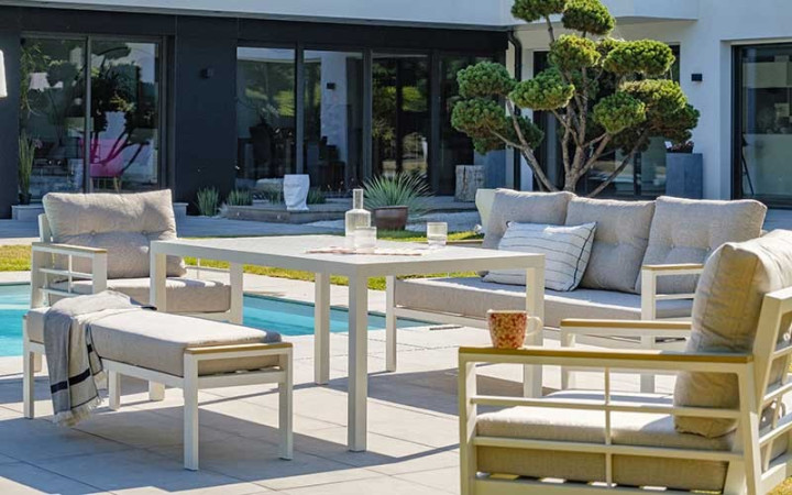 ENSEMBLE SALON DE JARDIN ALU NASSAU
MOBILIER DE REPOS POUR JARDIN ET TERRASSE
