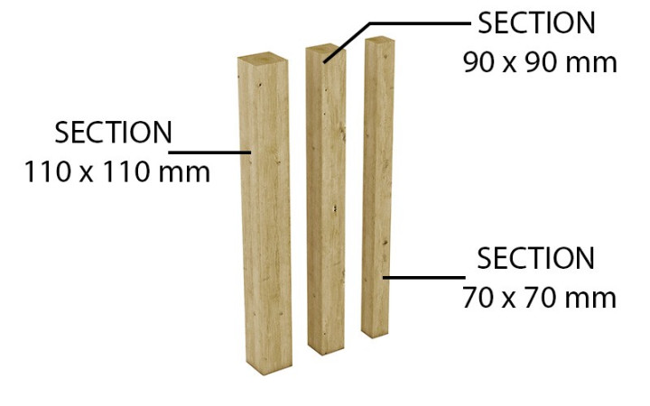 POTEAU CARRE EN BOIS 70 x 70 mm