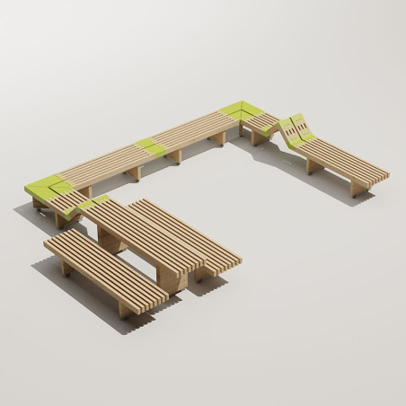 Banc, table et table de pique nique en bois modulable gamme DESIBOIS