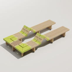 GAMME DESIBOIS - PACK 11
BANC EXTÉRIEUR, TRANSAT EN BOIS ET BANQUETTE PUBLIQUE