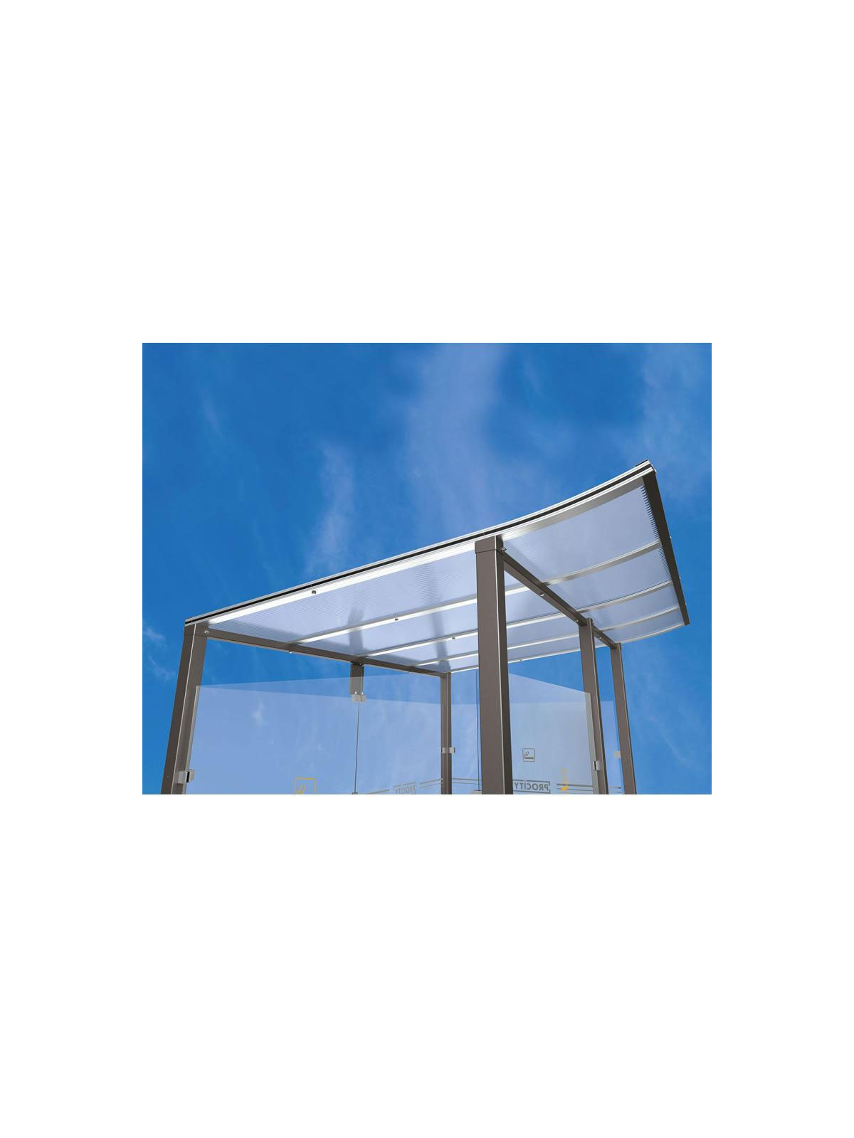 ABRI FUMEUR EXTENSO L. 2500 mm AVEC FACADE AVANT 
AMENAGEMENT URBAIN EXTÉRIEUR